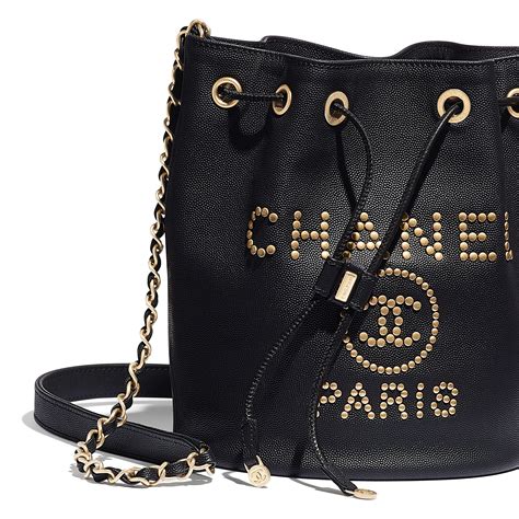 chanel grained calfskin drawstring bag